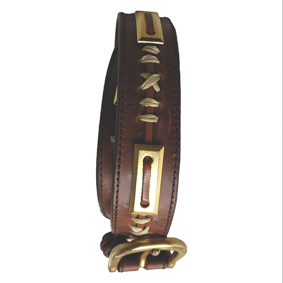 The Leather Shop Brass Buckle Brass Decorative Crossstiching Western Boho Belt… - Picture 5 of 5